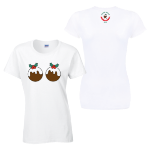 Picture of Christmas Pudding Run - Ladies Puddings 100% Cotton T-Shirt