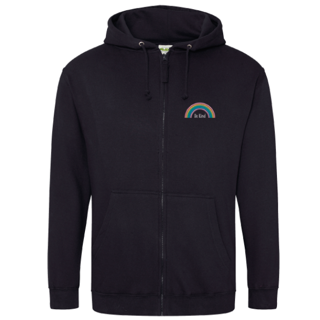 Picture of NHS Support - Embroidered Rainbow 'BE KIND' Unisex Zip Hoodies