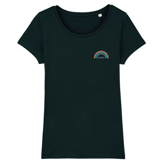 Picture of NHS Support - Embroidered Rainbow 'THANK YOU' Ladies Fit T-Shirts