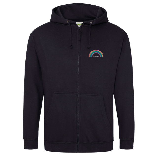 Picture of NHS Support - Embroidered Rainbow 'THANK YOU' Unisex Zip Hoodies