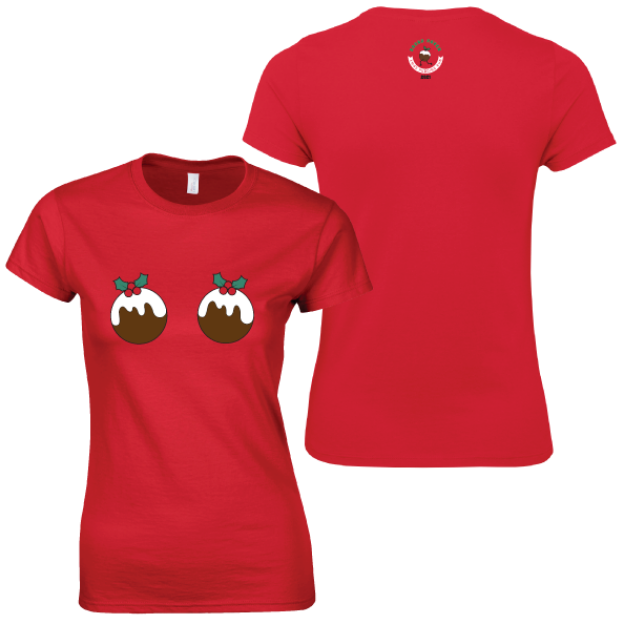 Picture of Christmas Pudding Run - Ladies Fit Cotton T-Shirts PUDDINGS