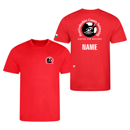 Red Picture of Pembrokeshire County Swimming - Unisex Adults Performance T-Shirts